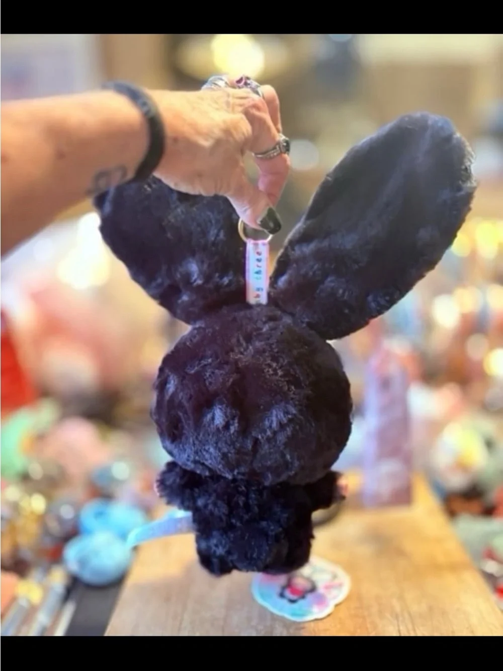 Baby three Black Bunny Plush with Red Heart